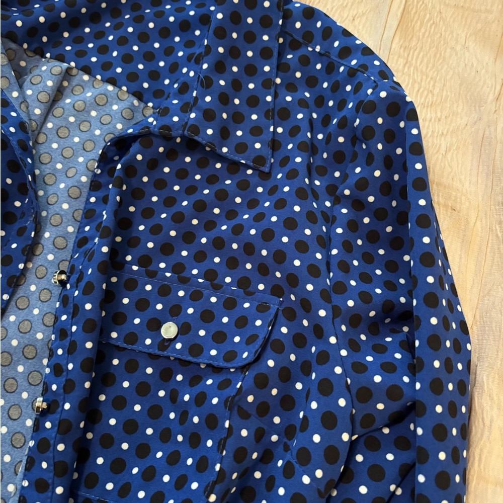 Notations Navy Polka Dot Blouse
